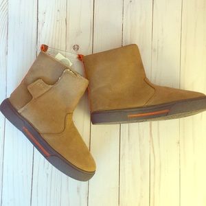 Brown faux suede boots unisex
